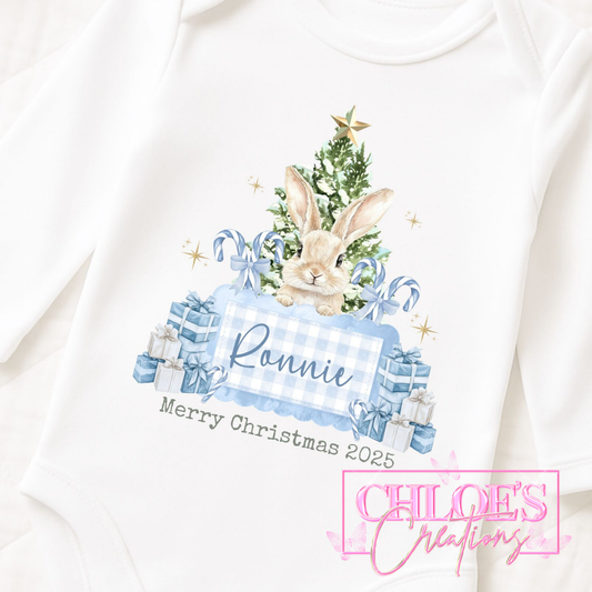 Christmas Rabbit Baby Grow