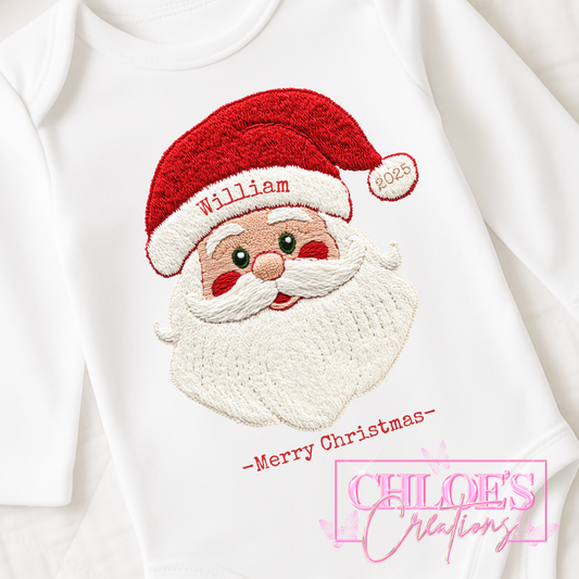 Santa Embroidery Baby Grow