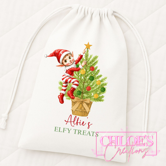 Elf Treats Drawstring Bag