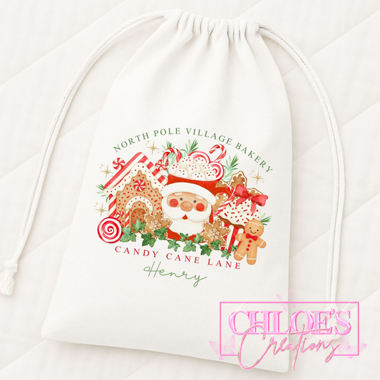 Candy Cane Lane Drawstring Bag