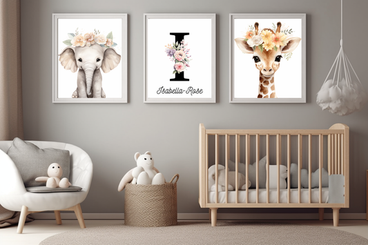 A4 Safari Floral Name Print