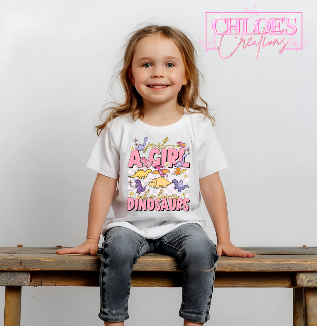 A Girl Who Loves Dinosaurs T-Shirt