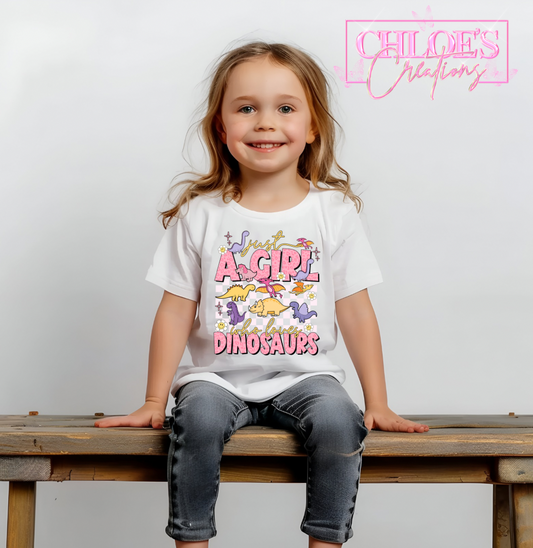 A Girl Who Loves Dinosaurs T-Shirt
