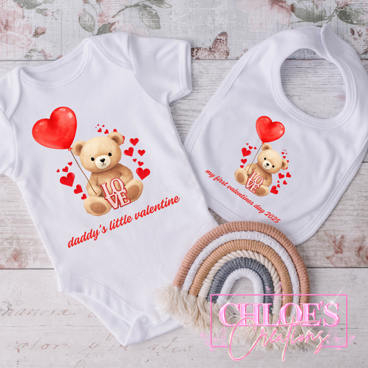 Little Valentine Bodysuit & Bib Set