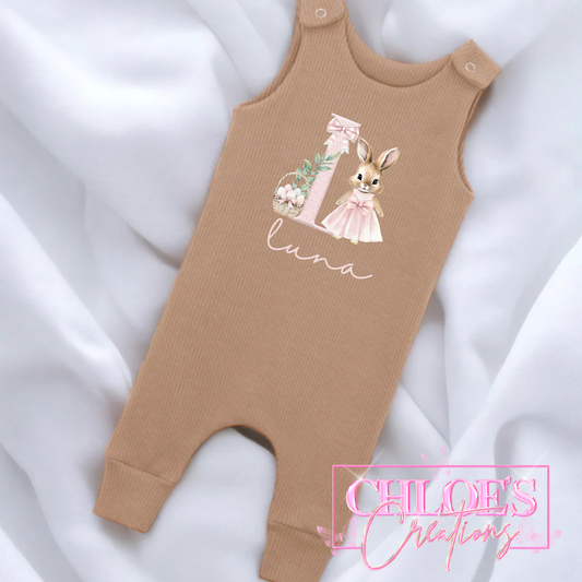 Biscuit Ribbed Dungarees