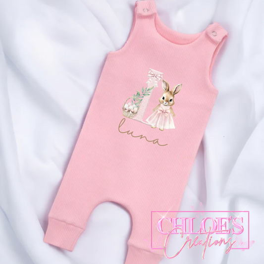 Sweet Pink Ribbed Dungarees