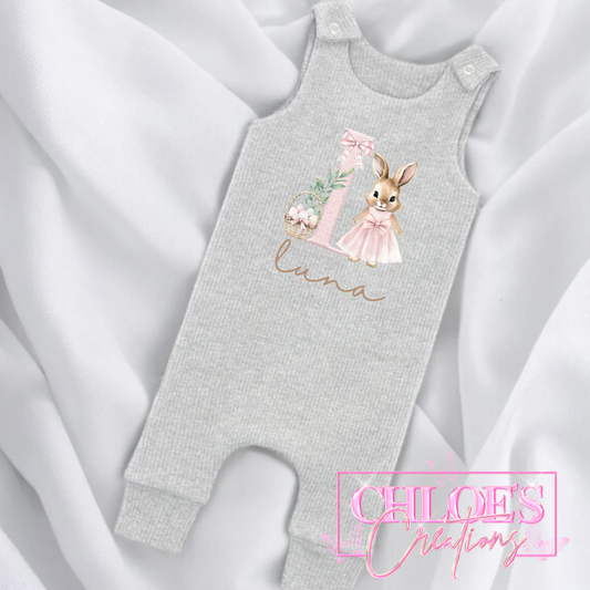 Dove Grey Ribbed Dungarees