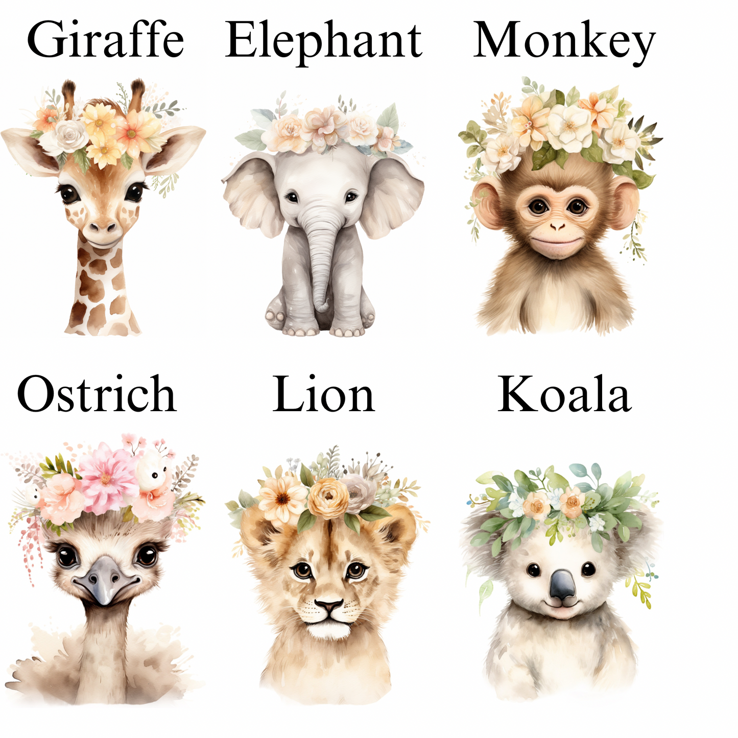 A4 Safari Floral Name Print